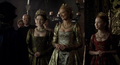Catherine Parr as played by Joely Richardson with Lady Mary and Elizabeth